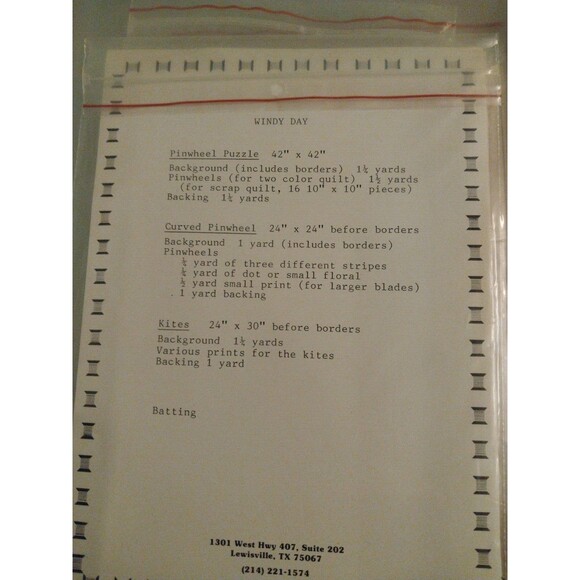 1987 Tomorrow's Heirlooms "WINDY DAY" Three Pinwheels & Kites Quilt PATTERNS - Picture 2 of 2